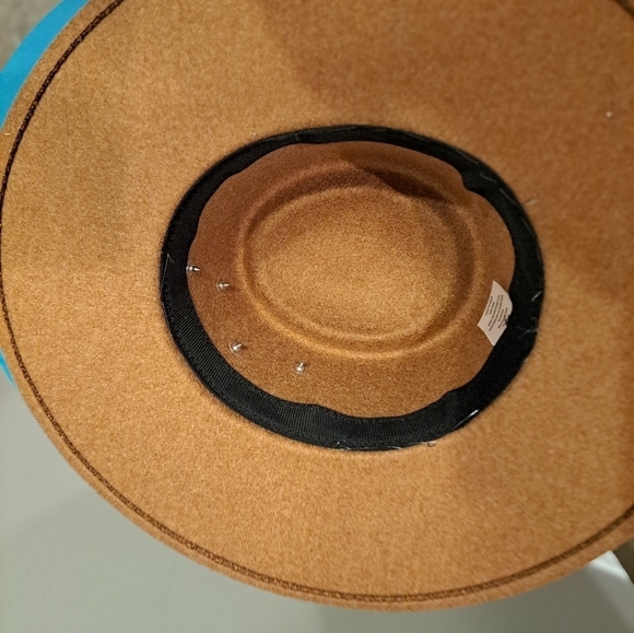 Upscaled Camel Color Wool Blend Hat With Handmade Leather Beaded Hatband - Picture 4 of 4